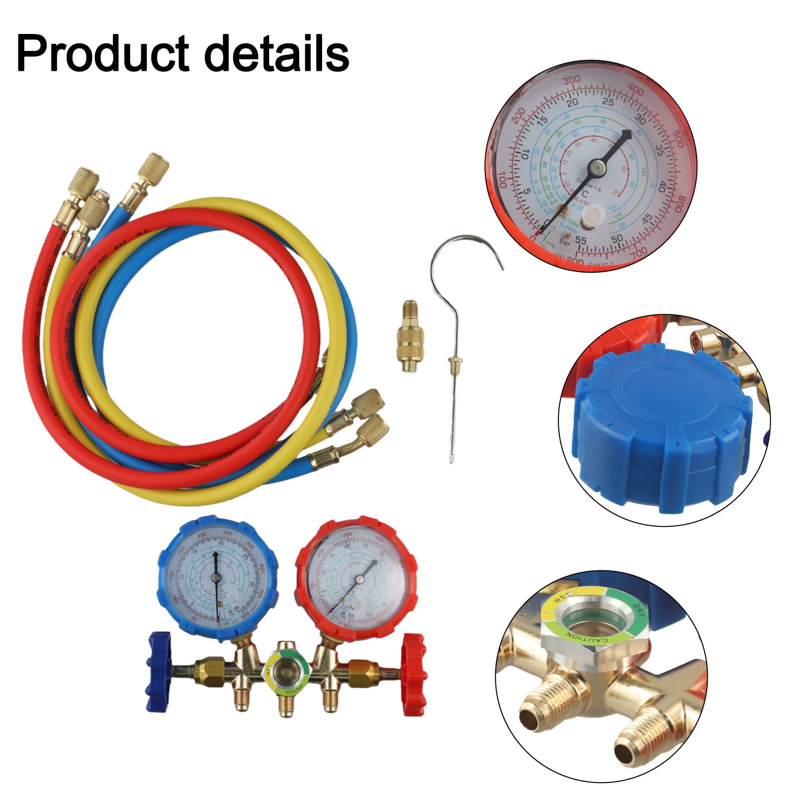 Yannee AC Manifold Gauge Set for R134A R1234YF, Automotive 4 Way Car AC Gauge Set-Test Equipment Parts & Accessories