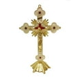thumbnail image 1 of 11.5 X 7.5"White Cross With Gold Colored Crucifix On A Stand Figurine, 1 of 1