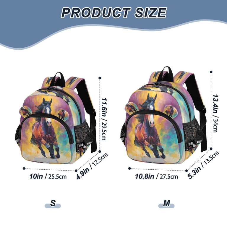 adorable traveling backpack RMDQTR Adorable Ear-Print Backpack with Reflective Strip and Anti-Lost  Leash Adjustable Shoulder Straps Mini Travel Backpack Dynamic Equestrian  Art Design