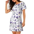 thumbnail image 2 of Pofeuu Lavender Bicycle Print Women's Loose Fit Short Sleeve Nightgown, Comfortable Sleep Dress for Women, Casual Lounge Sleepwear, Soft Cotton Sleep Dress, 2 of 6