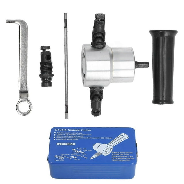 Double Head Sheet Metal Nibbler Cutter Adjustment High Hardness Multifunctional Drill Attachment Metal Nibbler Tool Kit