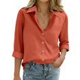 thumbnail image 2 of Button Down Shirt for Women Long Sleeve Blouses Tops Business Loose Fit Casual Work Outfits Saffron M, 2 of 6