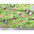 thumbnail image 3 of Soimoi Poly Georgette Fabric Leaves,Floral & Hummingbird Bird Print Fabric by Yard 52 Inch Wide, 3 of 3