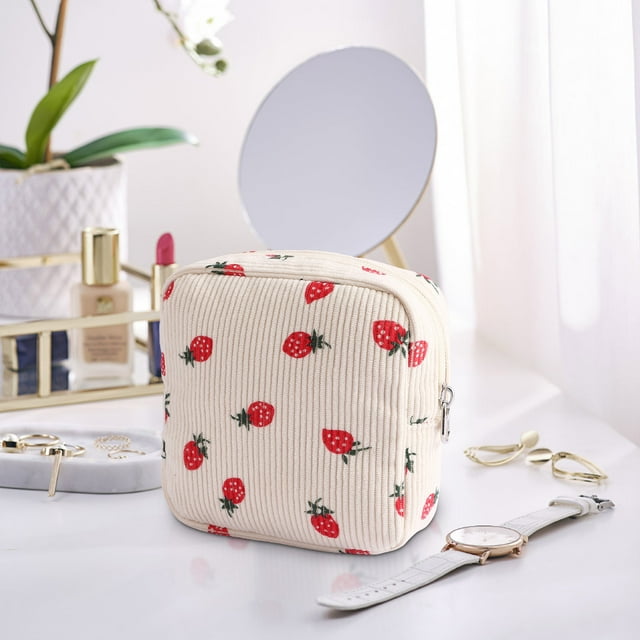 EGNMCR Cosmetic Bags Double Layered Bag Mouth Small Fresh Makeup Bag Double layered opening storage
