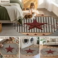 thumbnail image 5 of Round Rugs 8 Ft, Texas Stars Red Non Slip Area Rugs for Kitchen Bedroom Entryway, Vintage Washable Carpet Runner Rug Floor Mats for Bedroom Home Decor Berry Retro Art Black White Plaid, 5 of 9