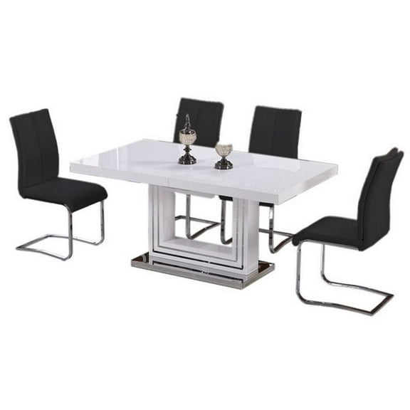 Pemberly Row Contemporary 5-piece Solid Wood Dining Set in Black