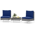 thumbnail image 2 of Costway 3 PCS Patio Furniture Set with Tempered Glass Coffee Table Soft Back & Seat Cushions Navy, 2 of 10