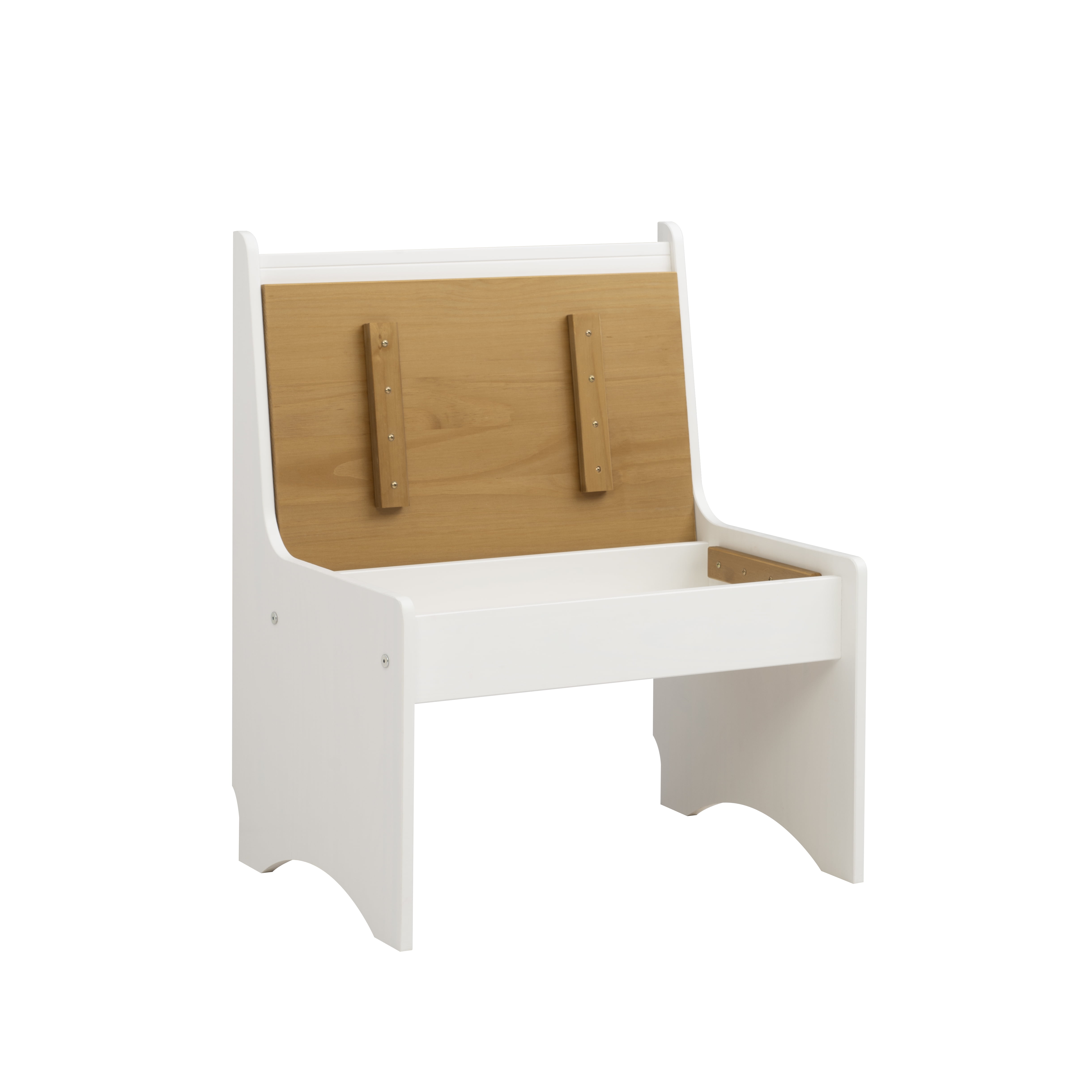 Linon Kasey High Back Dining Bench with Storage, 27" Wide, Honey/White