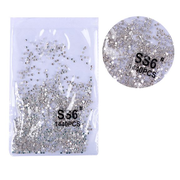1440Pcs AB Nail Crystal Round Nail Art Rhinestones Flatback Charms Gems Stones, Mixed Size Crystal Rhinestones for Nail