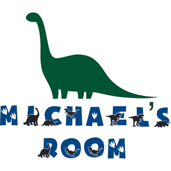 Long Neck Dino Different Dinosaurs Customized Wall Decal - Custom Vinyl Wall Art - Personalized Name - Baby Girls Boys Kids Bedroom Wall Decal Room Decor Wall Stickers Decoration Size (20x20 inch)