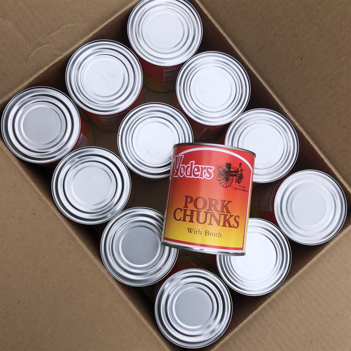 Yoder's Canned 10 Years Long Shelf Life Emergency Food Pork Chunks Meat Case, 28oz / 14 Servings /#2.5 /Can - 12 Cans