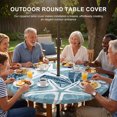 thumbnail image 3 of Round Outdoor Tablecloth with Umbrella Hole and Zipper, Dark Blue Starfish Tablecloth with Elastic Waterproof, Coral Shell Ocean Vintage Coastal Patio Table Covers for 45" - 54" Picnic Pool Tables, 3 of 9