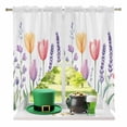 thumbnail image 2 of Swag Curtains Valances for Windows, Pastel Watercolor Floral Short Kitchen Window Curtains Over Sink, Tulip Flower Pink Yellow Purple Cafe Curtains Panel Set Of 2,Rod Pocket, 36 Inches Length, 2 of 9