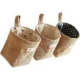thumbnail image 1 of 3 Pcs Retro Hanging Storage Bag Small, Cotton And Linen Foldable Basket Organizer With Handle And 6 Hooks For Office Home Kitchen Makeup, Keys, Gadget, 1 of 5
