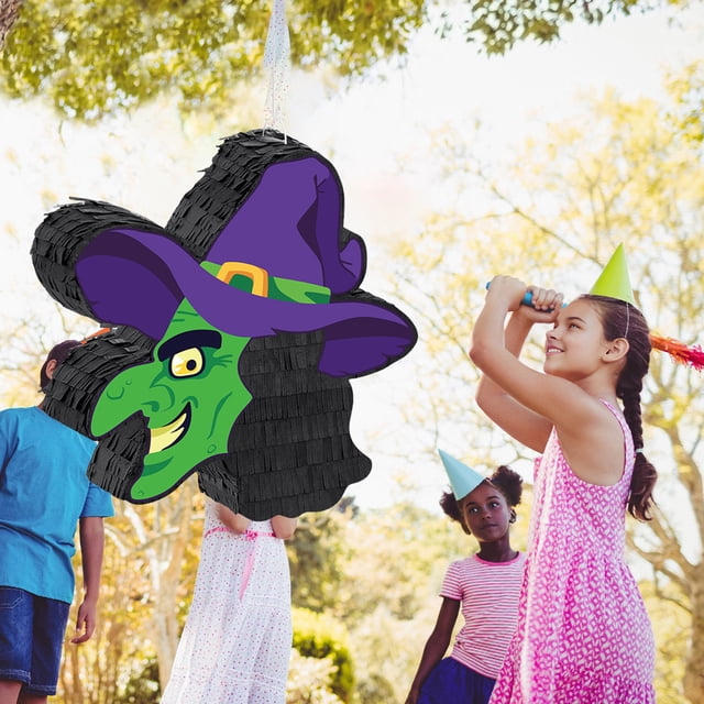 Halloween Witch Pinata Spooky Witch Head Pinata with Stick And Blindfold for Halloween Theme Parties Events