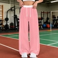 thumbnail image 2 of SONXAHE Big Girls Drawstring Pants Striped Loose Fit Casual Wide Leg Sports Sweatpants for Kids,Pink, 2 of 5
