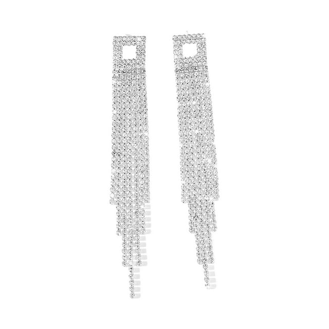 Pendientes de diamantes de imitación Pendientes largos Regalos de moda Decoración simple Encantos Joyería del día de San Valentín para fiesta Día de Plata Salvador Pendientes de diamantes de imitación