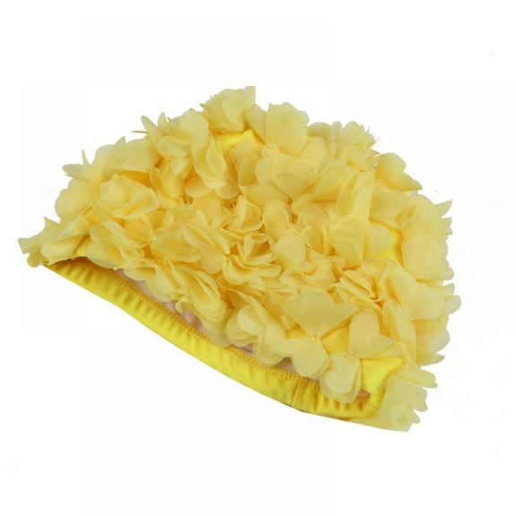 GOODLY Flower Swim Cap,Long Hair Swimming Cap Women Adult Kids Retro Floral Petal Swimming Hats Fashion Elastic Long Hair Swim Bathing Cap