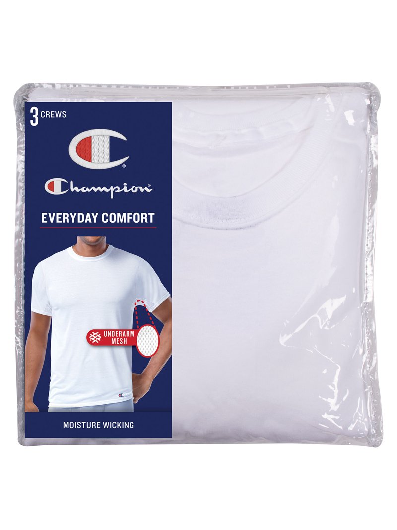 Champion, Adult Men's, Vented Crew Undershirts, Pack, Sizes S-XL