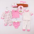 thumbnail image 2 of Xudanell Infant Outfits for Girls Short Sleeve Baby Clothes 8 Piece Set Romper Pants Headband Socks Bib Newborn Pink 0-3 Months, 2 of 7