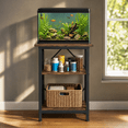thumbnail image 4 of 5-10 Gallon Aquarium Stand 3 Tier Fish Tank With Stormetal Frame Reptile Turtle For Home Office 20.47" X 11.02" 30.52" Black, 4 of 7