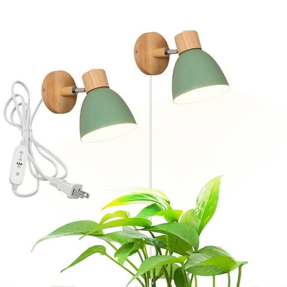 FSLIVING Adjustable Wooden Wall Sconces Full Spectrum LED Indoor Plant Grow Light