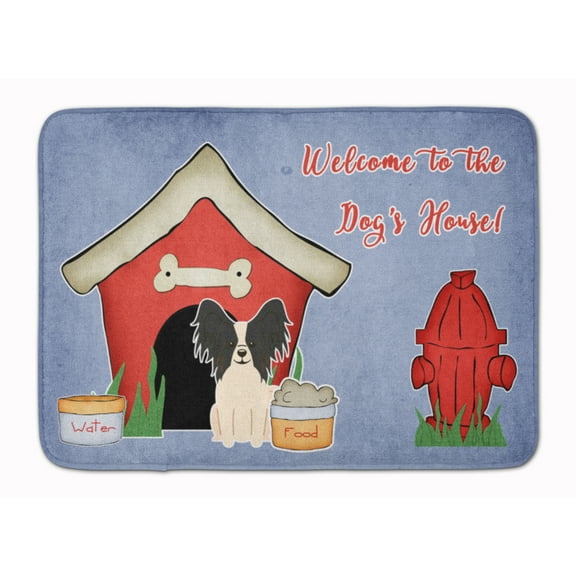 Dog House Collection Papillon Black White Machine Washable Memory Foam Mat