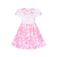 thumbnail image 1 of Robe Fille Bouton Perle Rose Col Pointu Dentelle Manches Bouffantes 10 Ans, 1 of 6