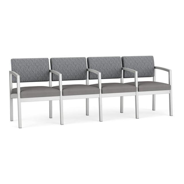 Lenox Steel Reception Waiting 4-Seat Chair / Silver Steel / Gray / Gray