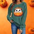 thumbnail image 2 of Women's Sweatshirts Dqueduo Women's Printed Long Sleeved Round Neck Fashionable And Casual Hoodless Sweatshirt Top Army Green XXL, 2 of 8