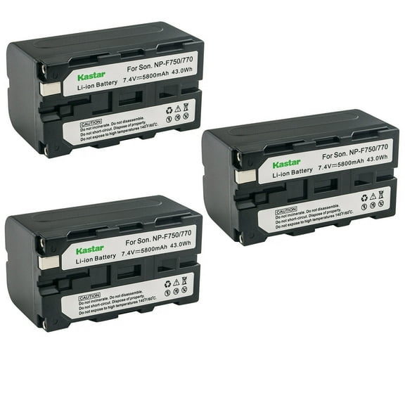 Kastar 3-Pack NP-F770 Battery 7.4V 5800mAh Replacement for Sony HDR-FX7 HDR-FX7E HDV-FX1 HDV-Z1 HVL-20DW HVL-20DW2 HVL-LBPA HVL-ML20 HVR-DR60 HVR-HD1000 HVR-M10 HVR-V1 HVR-Z1 HVR-Z5 Camera