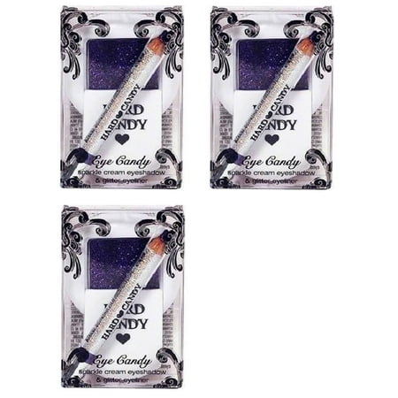 Hard Candy Eye Candy Sparkle Cream Eyeshadow & Glitter Eyeliner, Flashy (Pack of 3) + Makeup Blender Stick, 12