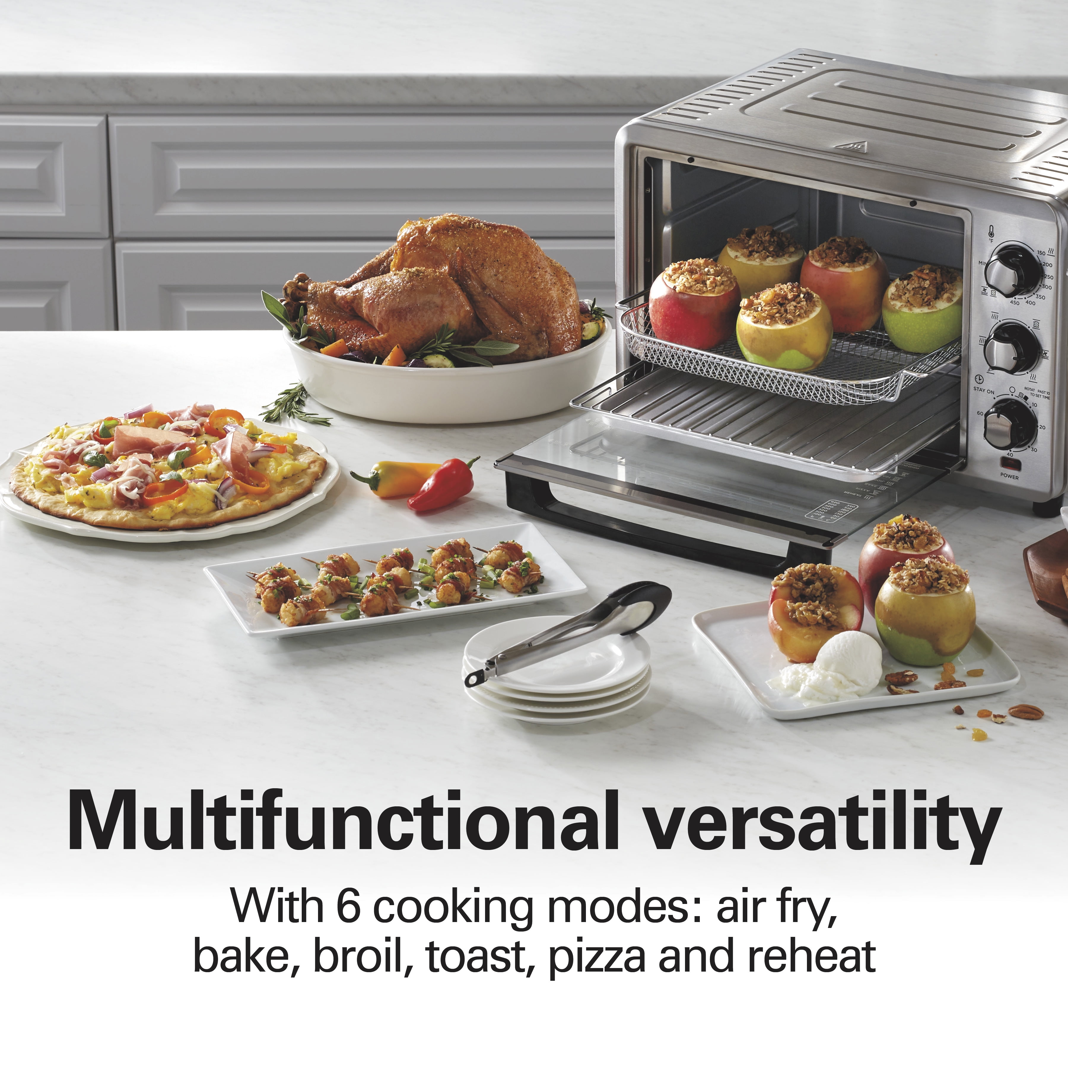 Hamilton Beach 1400 W 6-Slice Stainless Steel Toaster Oven with Quantum Air Fry Technology, Silver