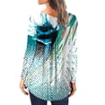 thumbnail image 4 of Héliisoer Femmes Mode Col Rond Imprimé Boutons Manches Longues Asymétrique Ourlet, 4 of 6