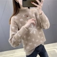 thumbnail image 3 of Prendas de punto de medio cuello alto para mujer, suéteres de felpa de imitación de visón con copos de nieve de Navidad, Jersey nuevo, Otoño, Invierno, 2024, 3 of 4