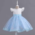 thumbnail image 2 of REORIAFEE Summer Dresses for Girls Sleeveless Embroidery Mesh Dress Gauze Dress Princess Dress Blue 5-6 Years, 2 of 9