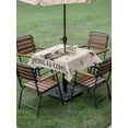 thumbnail image 4 of Outdoor Tablecloth with Umbrella Hole for Patio/Picnic/Party/Camping, Rustic Groundhog Waterproof Table Cloth Square Cover Washable, Spring Floral Butterfly Botanical (60"x 60"), 4 of 8