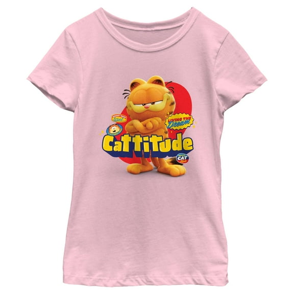 Girl's The Garfield Movie Cattitude Graphic Tee Light Pink X Small
