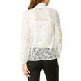 thumbnail image 4 of MODA NOVA Junior's Lace Semi Sheer Long Sleeves Vintage Tops Blouse White S, 4 of 7
