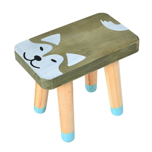 WHAMVOX 1Pc Cartoon Wooden Footstool Children Step Stool Household Stool Furniture (Dog)