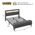 thumbnail image 3 of Bed Frame Queen Size with Starry Sky Lights and Charging Station, Upholstered Platform Bed with Storage Ottoman, Gray, 3 of 9