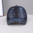 thumbnail image 5 of Rhinestone Denim Baseball Cap for Women Studded Faded Blue Jean Crystal Bling Cap Adjustable Trucker Hat Glitter Sequin Fashion Caps Sun Protection Outdoor Hat 2026 Fall Outfits, Light Blue, 5 of 7
