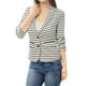 thumbnail image 2 of Blazer A Rayas Con Cierre De Botón Y Bolsillo Con Solapa Con Muesca Para Mujer Blanco XS, 2 of 5