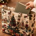 thumbnail image 2 of Christmas Quilted Tote Bag, Stitched Quilt Craft Holiday Tote, Durable Polyester Shopping Bag, Thoughtful Holiday Gift Option For Family And Friends, 1Pcs,Tree, 2 of 5