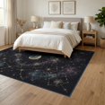 thumbnail image 3 of ODIKA 6'x9' Washable Area Rug Easy Care, Non-Shedding, Cosmic Night Sky Featuring Twinkling Stars And Lunar Celestial Art for Queen Size Bedroom Under Bed Master Suite, 3 of 7
