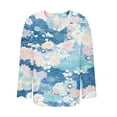 thumbnail image 5 of JUSLIO Cotton Women Tops Relaxed Fit Graphic Blouses Irregular Print Long sleeve V Neck Blouses Light Blue 3XL, 5 of 5