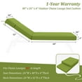 thumbnail image 3 of Pakunoda Chaise Lounge Cushions 80" x 26" x 4" Outdoor High-Density Foam Patio Furniture Lounger Replacement Cushions with Zipper Ties Water-Resistant for Pool, Grass Green, 3 of 7