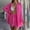 Hot Pink, variant on Pitauce 2 Piece Sheer Cotton Swimsuit Coverup for Women - Long Sleeve Button Down Bikini Cover Up with Shorts, Summer Beach Cover Up Set