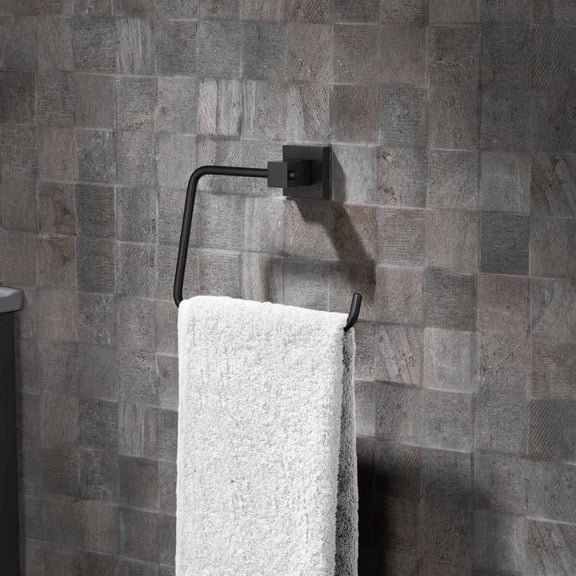 Kibi Cube Bathroom Towel Ring - Matte Black