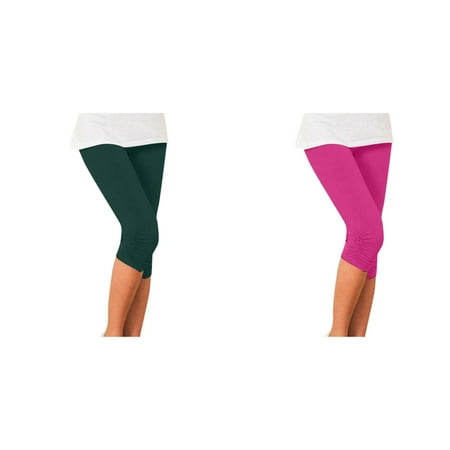 (2-Pack) 2025 New Womens Casual Elastic Boy Shorts for Women Pack Cotton Pleated Cropped Leggings Hanging Women Panties Plus Size Boxes Tendon Pencil Shorts